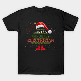 Santa's Favorite Electrician Christmas Gift T-Shirt